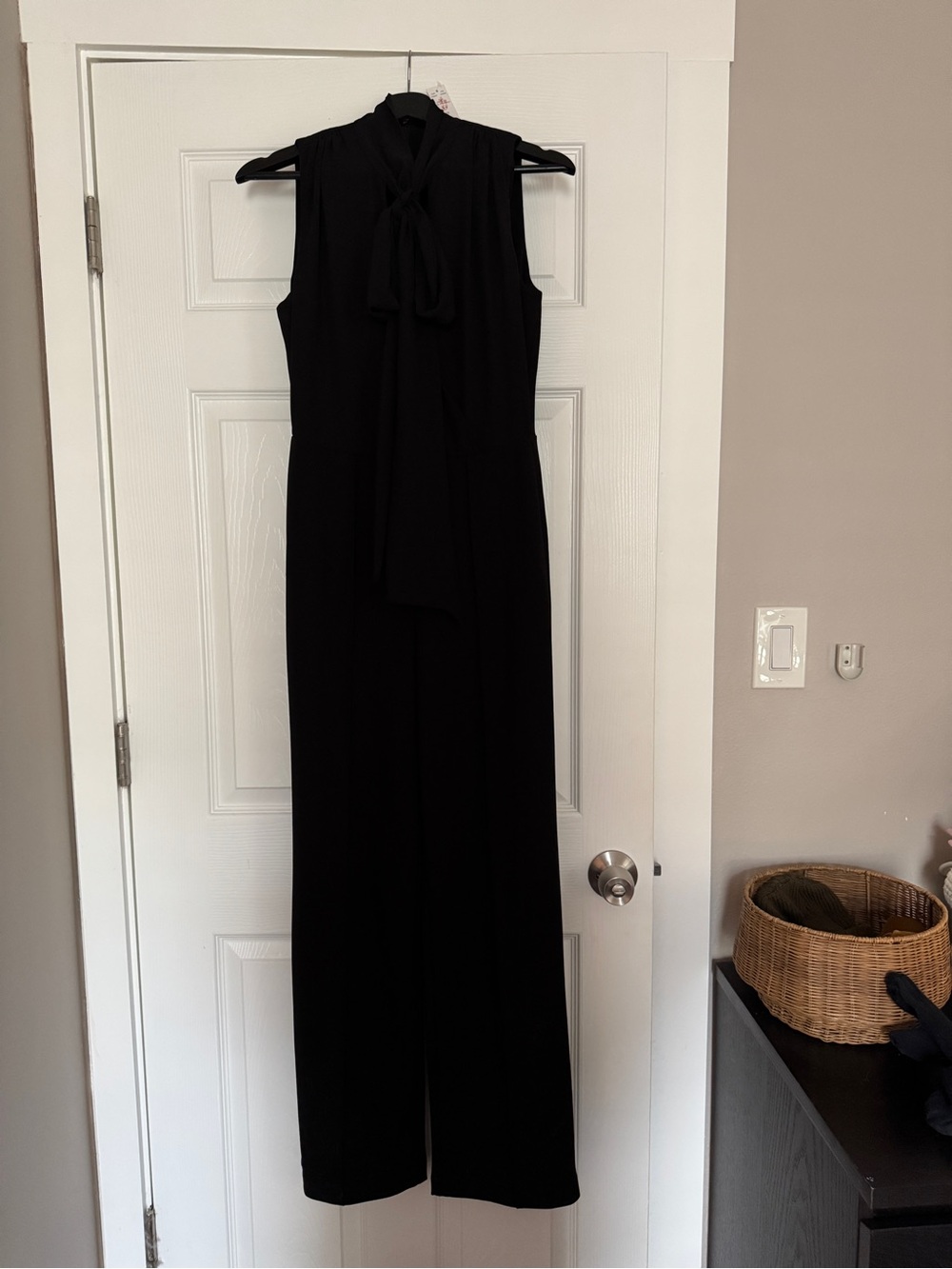 NWT White House Black Market Black Sleeveless Tie-Neck Jumpsuit